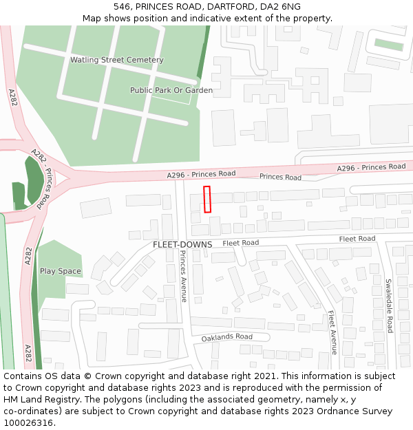 546, PRINCES ROAD, DARTFORD, DA2 6NG: Location map and indicative extent of plot