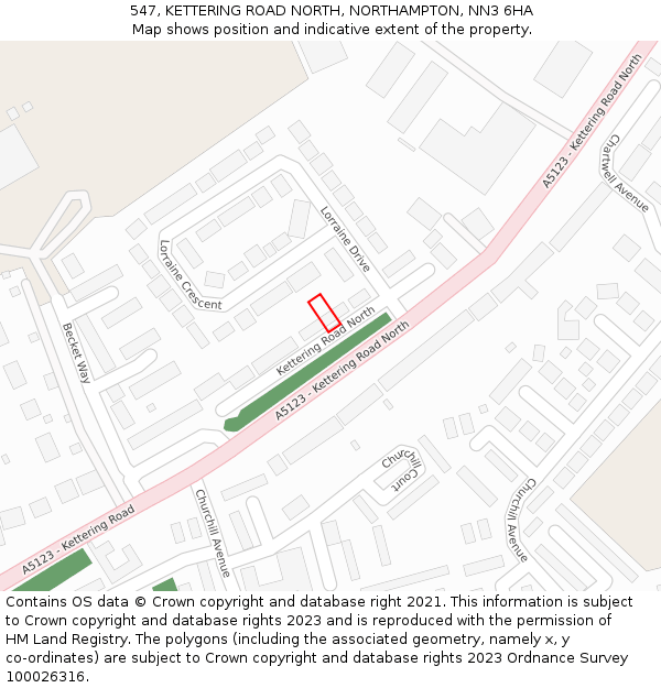 547, KETTERING ROAD NORTH, NORTHAMPTON, NN3 6HA: Location map and indicative extent of plot