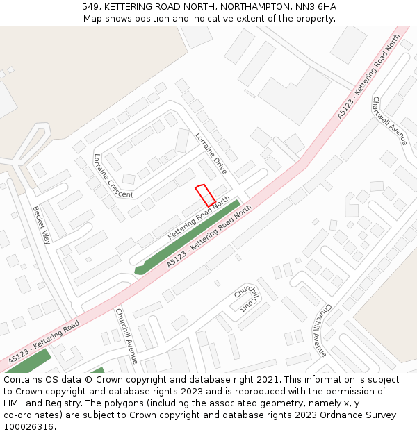 549, KETTERING ROAD NORTH, NORTHAMPTON, NN3 6HA: Location map and indicative extent of plot