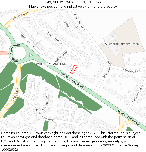 549, SELBY ROAD, LEEDS, LS15 8PP: Location map and indicative extent of plot