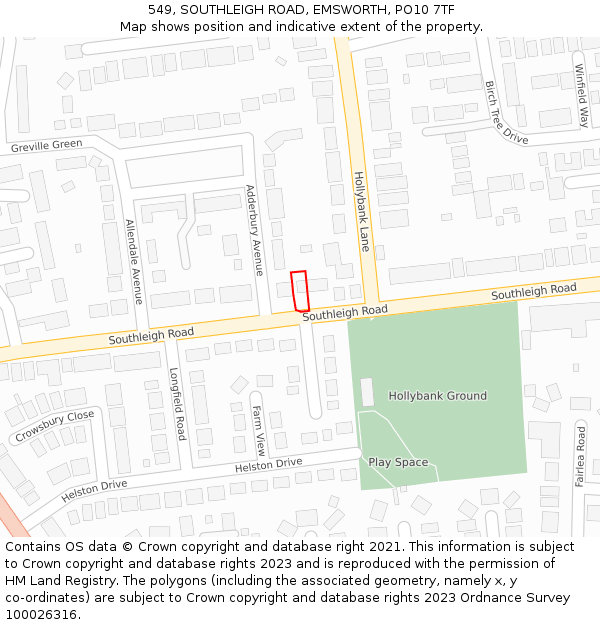 549, SOUTHLEIGH ROAD, EMSWORTH, PO10 7TF: Location map and indicative extent of plot