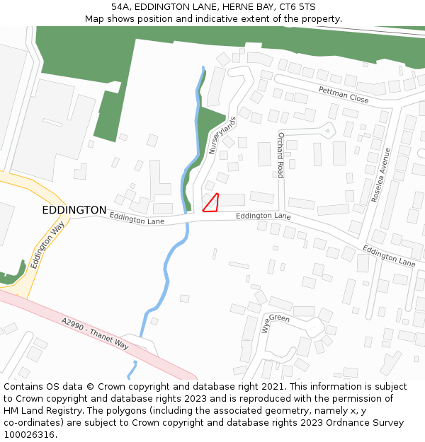 54A, EDDINGTON LANE, HERNE BAY, CT6 5TS: Location map and indicative extent of plot