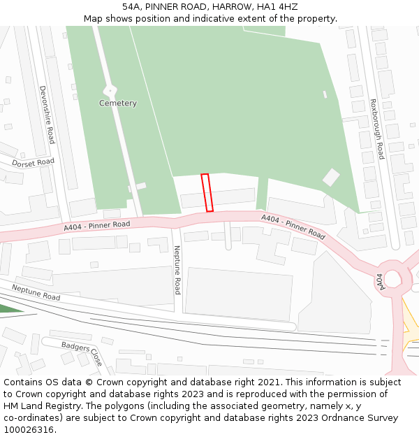 54A, PINNER ROAD, HARROW, HA1 4HZ: Location map and indicative extent of plot