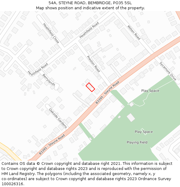 54A, STEYNE ROAD, BEMBRIDGE, PO35 5SL: Location map and indicative extent of plot