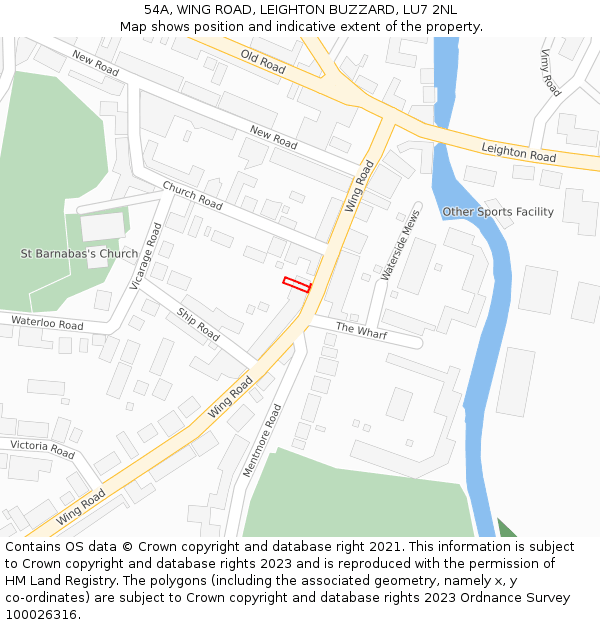 54A, WING ROAD, LEIGHTON BUZZARD, LU7 2NL: Location map and indicative extent of plot