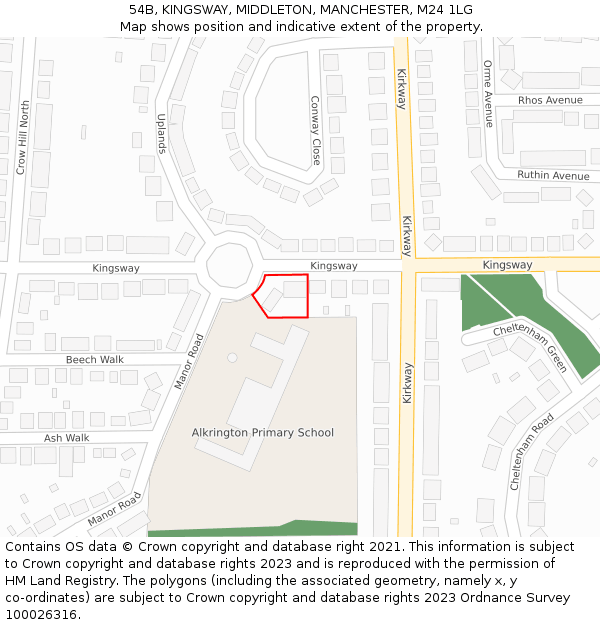 54B, KINGSWAY, MIDDLETON, MANCHESTER, M24 1LG: Location map and indicative extent of plot