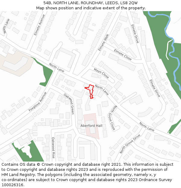 54B, NORTH LANE, ROUNDHAY, LEEDS, LS8 2QW: Location map and indicative extent of plot