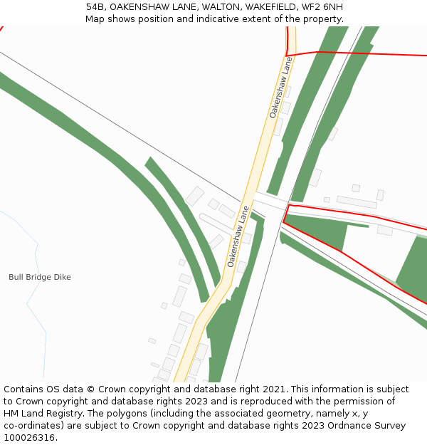 54B, OAKENSHAW LANE, WALTON, WAKEFIELD, WF2 6NH: Location map and indicative extent of plot