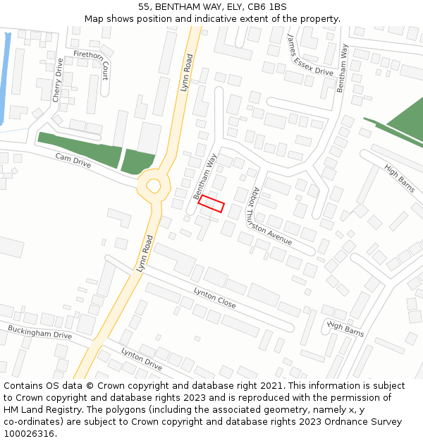 55, BENTHAM WAY, ELY, CB6 1BS: Location map and indicative extent of plot
