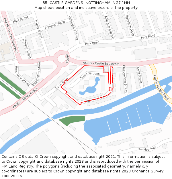 55, CASTLE GARDENS, NOTTINGHAM, NG7 1HH: Location map and indicative extent of plot