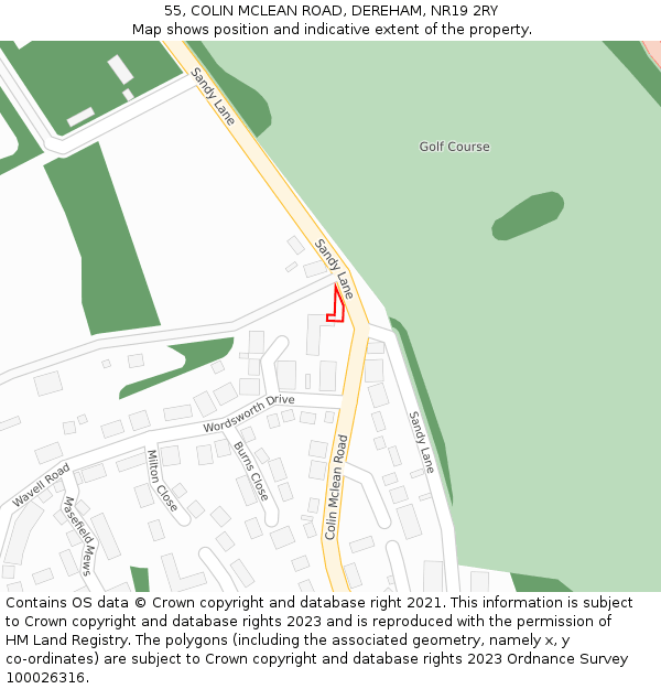 55, COLIN MCLEAN ROAD, DEREHAM, NR19 2RY: Location map and indicative extent of plot
