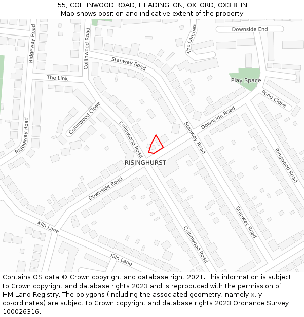 55, COLLINWOOD ROAD, HEADINGTON, OXFORD, OX3 8HN: Location map and indicative extent of plot