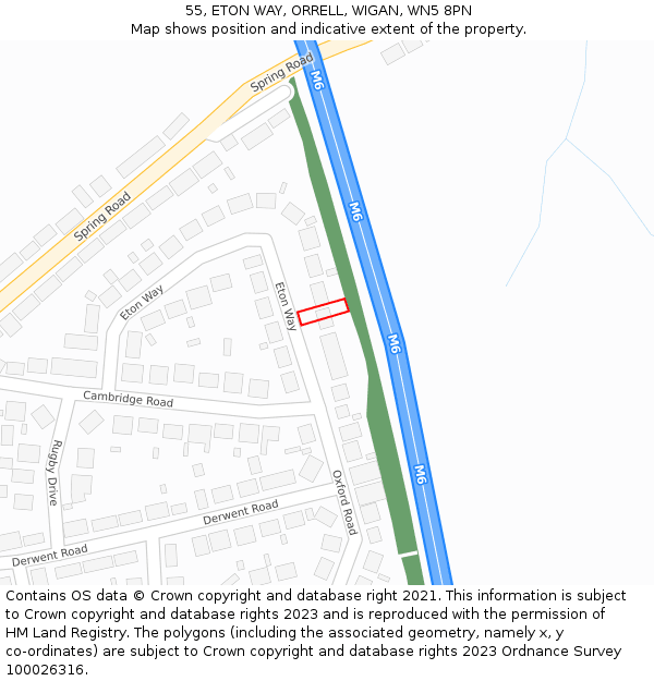 55, ETON WAY, ORRELL, WIGAN, WN5 8PN: Location map and indicative extent of plot