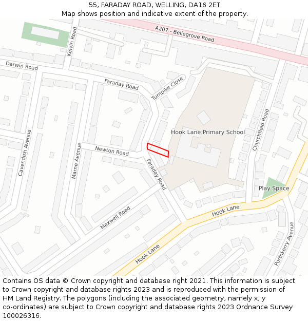 55, FARADAY ROAD, WELLING, DA16 2ET: Location map and indicative extent of plot