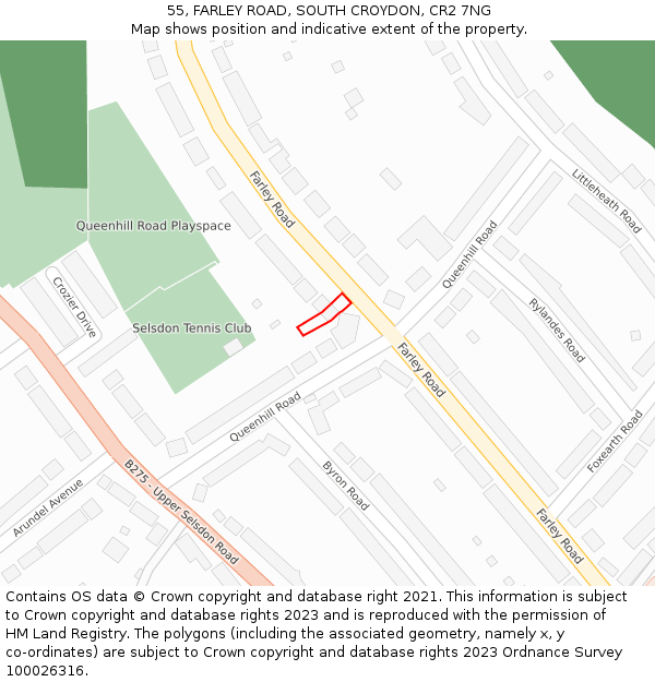 55, FARLEY ROAD, SOUTH CROYDON, CR2 7NG: Location map and indicative extent of plot