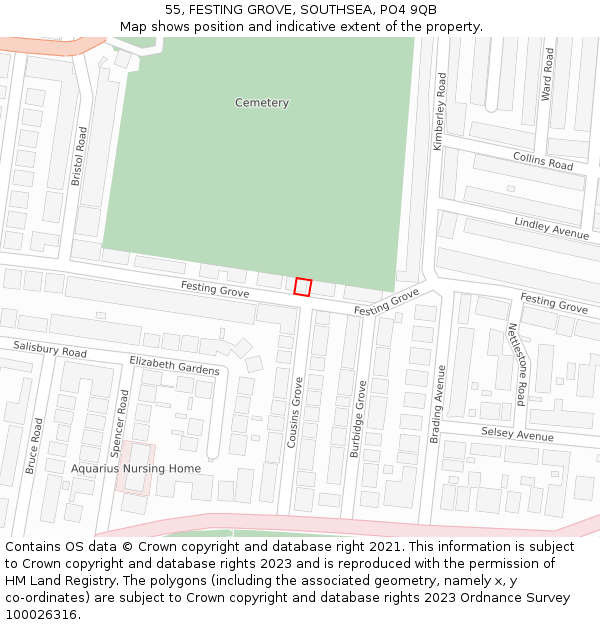 55, FESTING GROVE, SOUTHSEA, PO4 9QB: Location map and indicative extent of plot