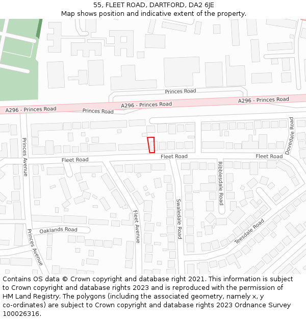 55, FLEET ROAD, DARTFORD, DA2 6JE: Location map and indicative extent of plot