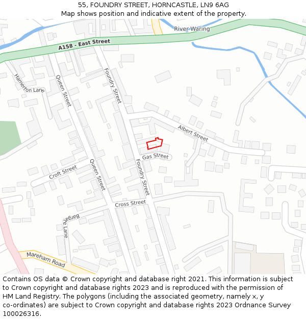 55, FOUNDRY STREET, HORNCASTLE, LN9 6AG: Location map and indicative extent of plot
