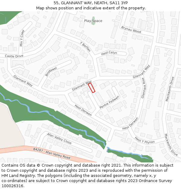 55, GLANNANT WAY, NEATH, SA11 3YP: Location map and indicative extent of plot