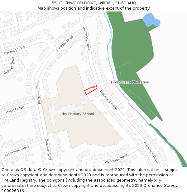 55, GLENWOOD DRIVE, WIRRAL, CH61 4UQ: Location map and indicative extent of plot