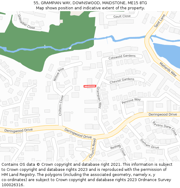 55, GRAMPIAN WAY, DOWNSWOOD, MAIDSTONE, ME15 8TG: Location map and indicative extent of plot