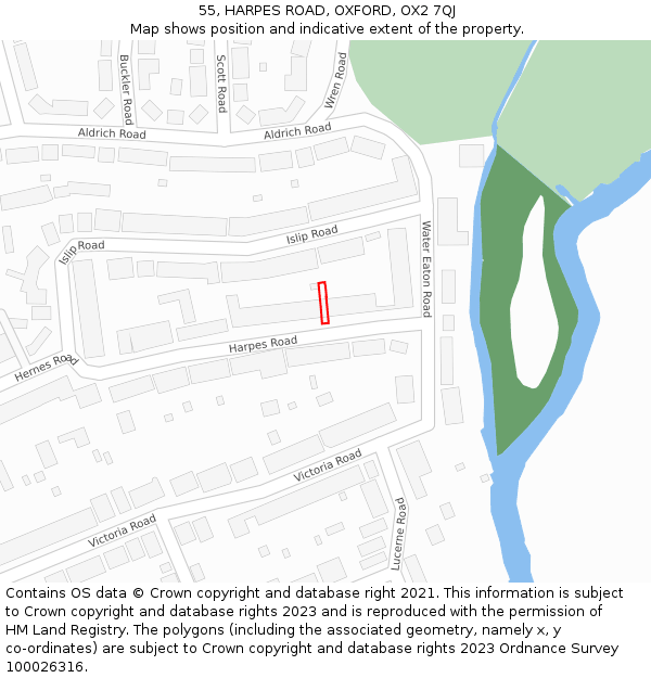 55, HARPES ROAD, OXFORD, OX2 7QJ: Location map and indicative extent of plot