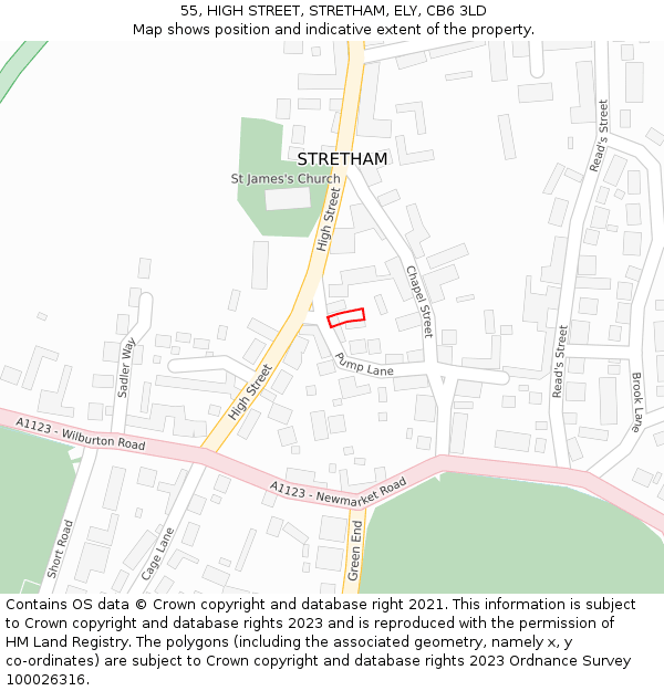 55, HIGH STREET, STRETHAM, ELY, CB6 3LD: Location map and indicative extent of plot