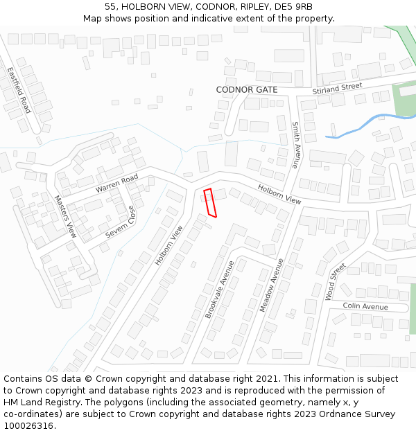 55, HOLBORN VIEW, CODNOR, RIPLEY, DE5 9RB: Location map and indicative extent of plot