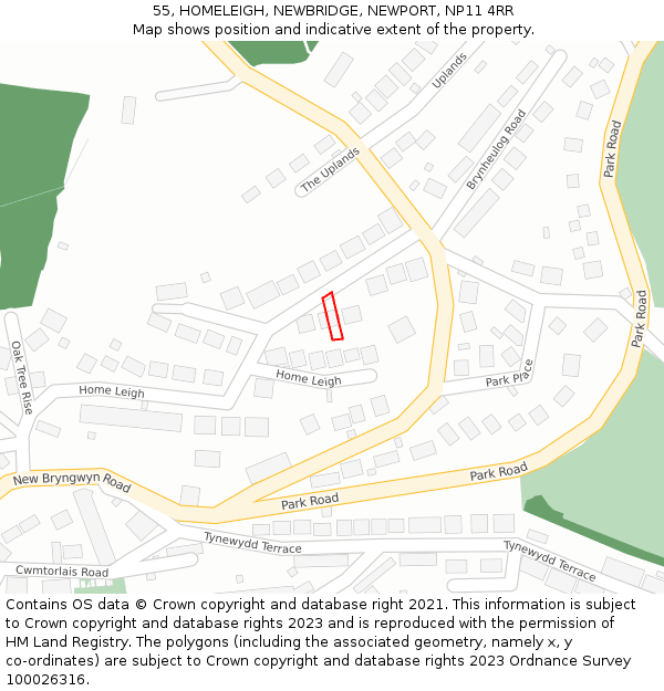 55, HOMELEIGH, NEWBRIDGE, NEWPORT, NP11 4RR: Location map and indicative extent of plot