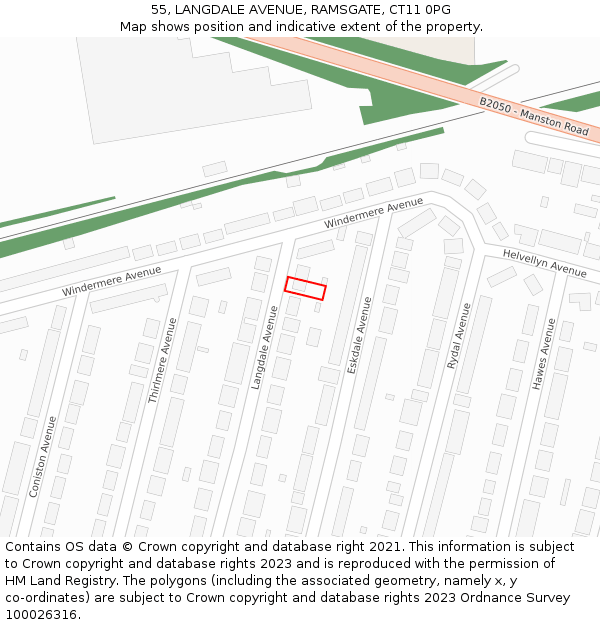 55, LANGDALE AVENUE, RAMSGATE, CT11 0PG: Location map and indicative extent of plot