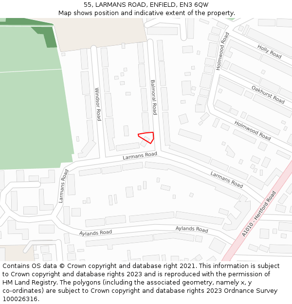 55, LARMANS ROAD, ENFIELD, EN3 6QW: Location map and indicative extent of plot