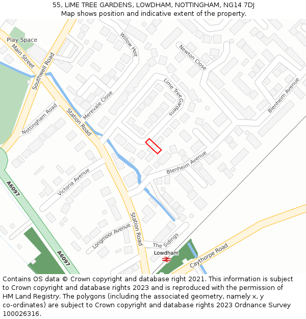 55, LIME TREE GARDENS, LOWDHAM, NOTTINGHAM, NG14 7DJ: Location map and indicative extent of plot