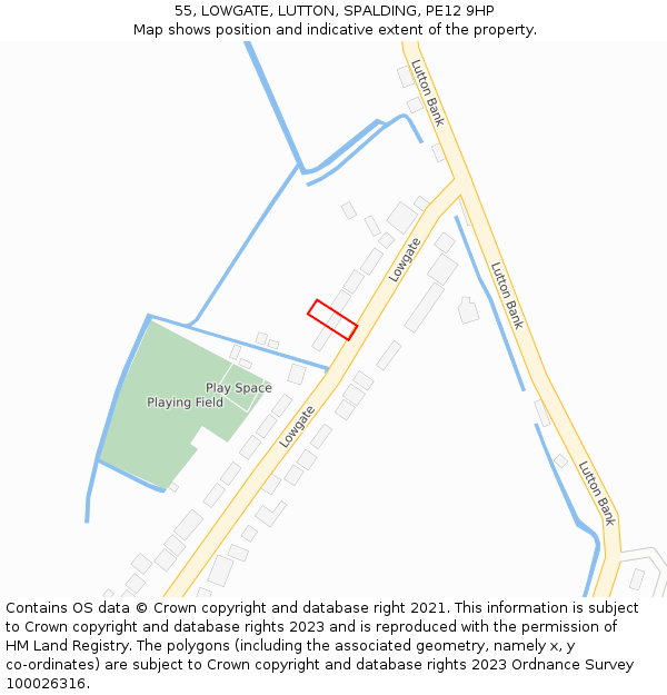 55, LOWGATE, LUTTON, SPALDING, PE12 9HP: Location map and indicative extent of plot