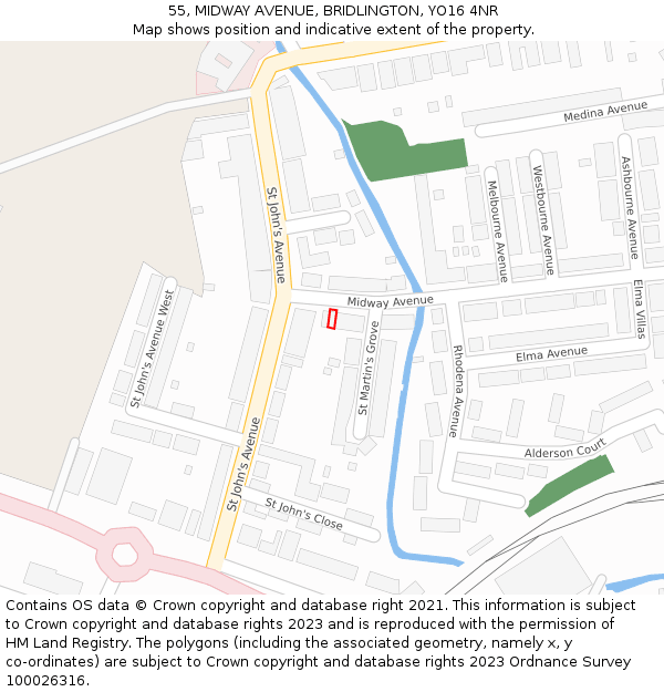 55, MIDWAY AVENUE, BRIDLINGTON, YO16 4NR: Location map and indicative extent of plot