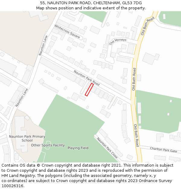 55, NAUNTON PARK ROAD, CHELTENHAM, GL53 7DG: Location map and indicative extent of plot