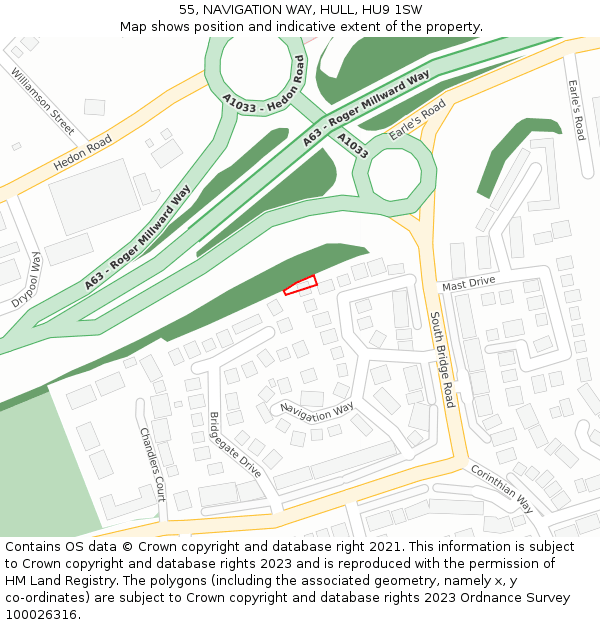 55, NAVIGATION WAY, HULL, HU9 1SW: Location map and indicative extent of plot