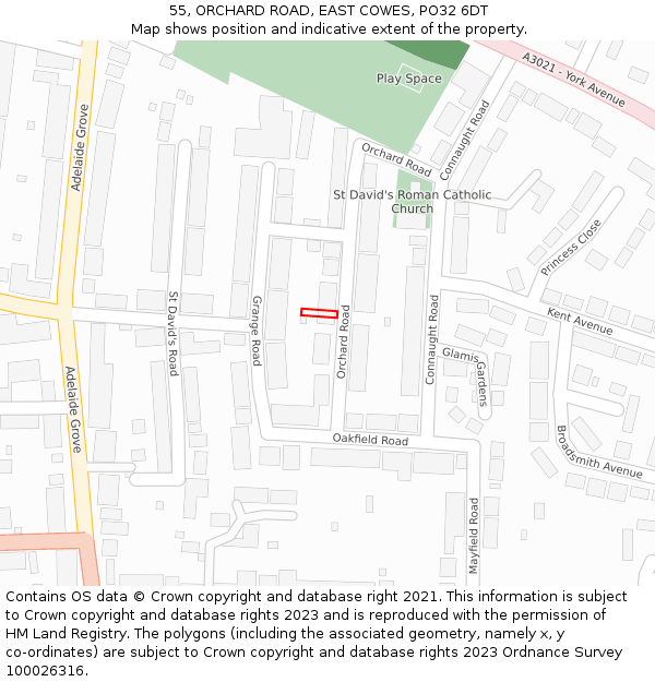 55, ORCHARD ROAD, EAST COWES, PO32 6DT: Location map and indicative extent of plot