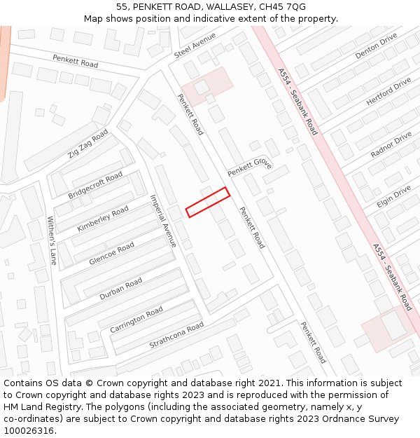 55, PENKETT ROAD, WALLASEY, CH45 7QG: Location map and indicative extent of plot