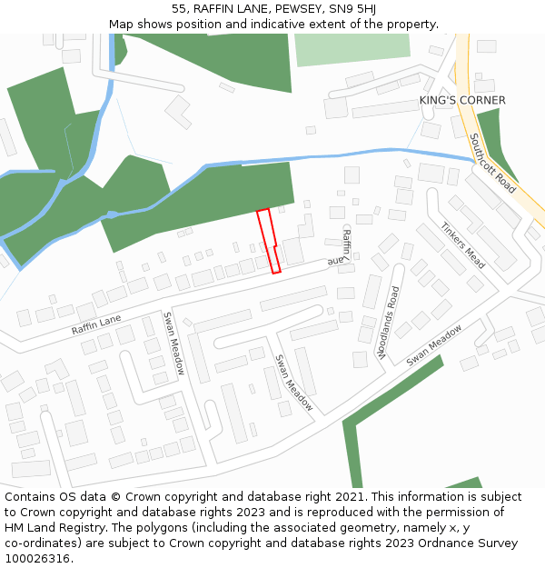 55, RAFFIN LANE, PEWSEY, SN9 5HJ: Location map and indicative extent of plot