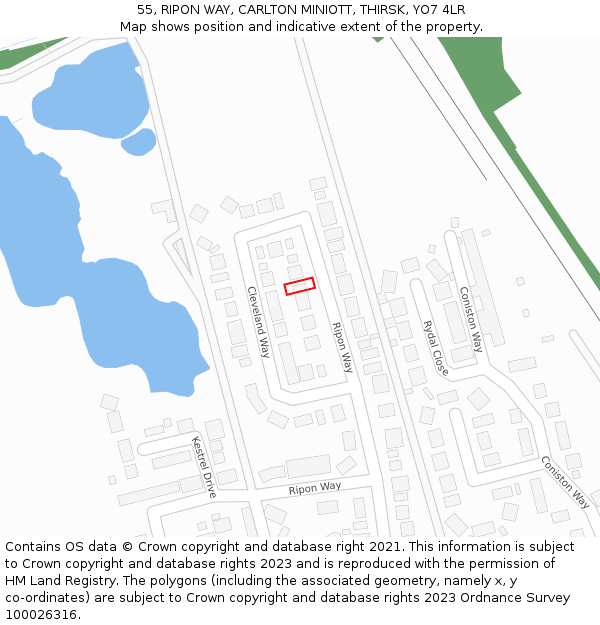 55, RIPON WAY, CARLTON MINIOTT, THIRSK, YO7 4LR: Location map and indicative extent of plot