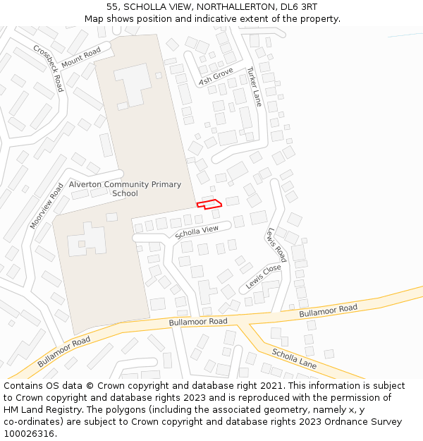 55, SCHOLLA VIEW, NORTHALLERTON, DL6 3RT: Location map and indicative extent of plot