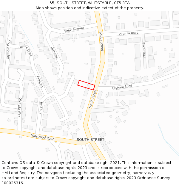 55, SOUTH STREET, WHITSTABLE, CT5 3EA: Location map and indicative extent of plot