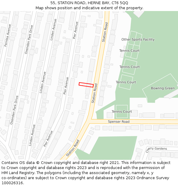 55, STATION ROAD, HERNE BAY, CT6 5QQ: Location map and indicative extent of plot