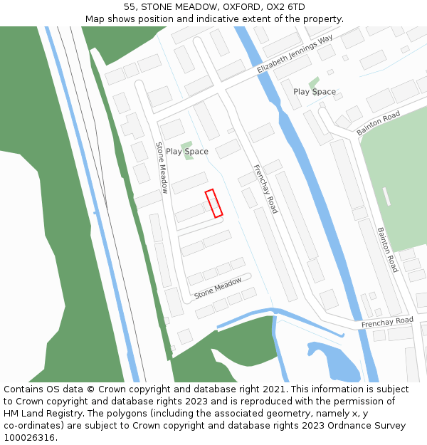 55, STONE MEADOW, OXFORD, OX2 6TD: Location map and indicative extent of plot