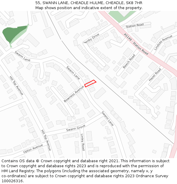 55, SWANN LANE, CHEADLE HULME, CHEADLE, SK8 7HR: Location map and indicative extent of plot