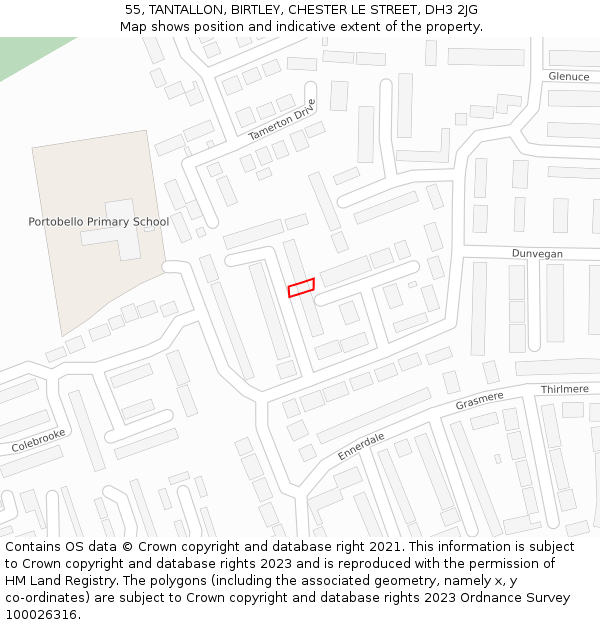 55, TANTALLON, BIRTLEY, CHESTER LE STREET, DH3 2JG: Location map and indicative extent of plot