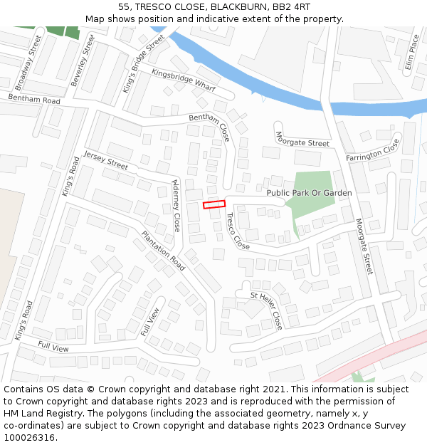 55, TRESCO CLOSE, BLACKBURN, BB2 4RT: Location map and indicative extent of plot