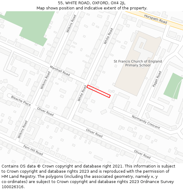 55, WHITE ROAD, OXFORD, OX4 2JL: Location map and indicative extent of plot