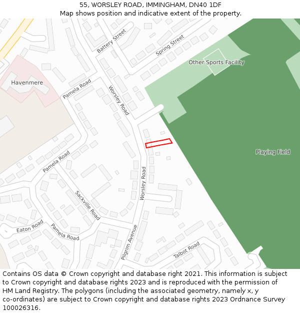 55, WORSLEY ROAD, IMMINGHAM, DN40 1DF: Location map and indicative extent of plot