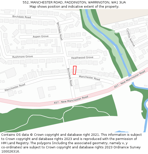 552, MANCHESTER ROAD, PADDINGTON, WARRINGTON, WA1 3UA: Location map and indicative extent of plot